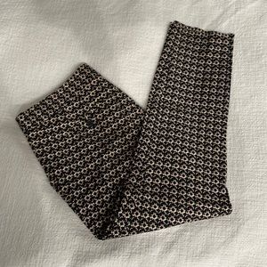 Black and beige printed ankle pants